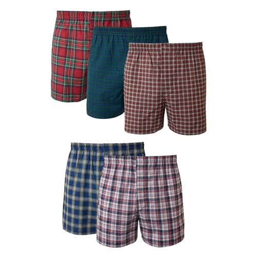 Hanes Herren-Boxershorts mit Schottenkaro, mit freiliegendem Bund, Mehrfarbig, Größe S von Hanes