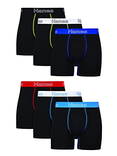 Hanes Herren, Boxershorts, Baumwoll-Stretch, Feuchtigkeitsableitende Unterwäsche, Multipack Retroshorts, Schwarz-6er-Pack, X-Large (6er Pack) von Hanes