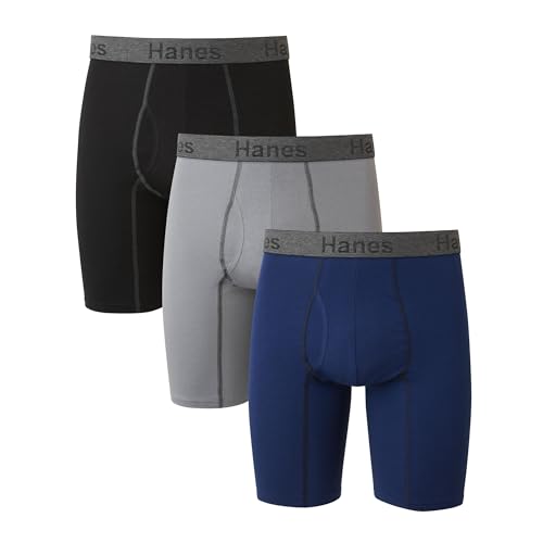 Hanes Herren Comfort Flex Fit Ultra Soft Long Leg Boxershorts, verpakking van 3 stuks Retroshorts, Lange Beine, Sortiert, Stück, M EU von Hanes