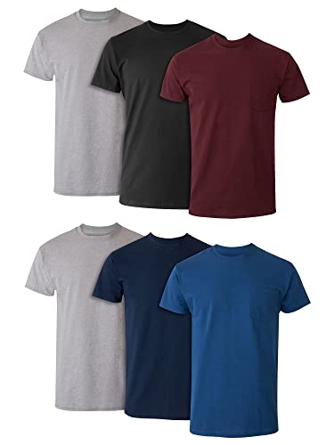 Hanes Herren T-Shirt, feuchtigkeitsableitende Baumwolle, Rundhalsausschnitt, Taschen, 6er-Pack Unterwäsche, 6 Stück, L von Hanes