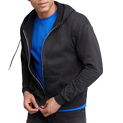 Hanes Herren Hoodie EcoSmart Fleece Zip Front Hooded Sweatshirt Cotton-Blend Fleece Hooded Sweatshirt Midweight Zip Up, schwarz, X-Large von Hanes