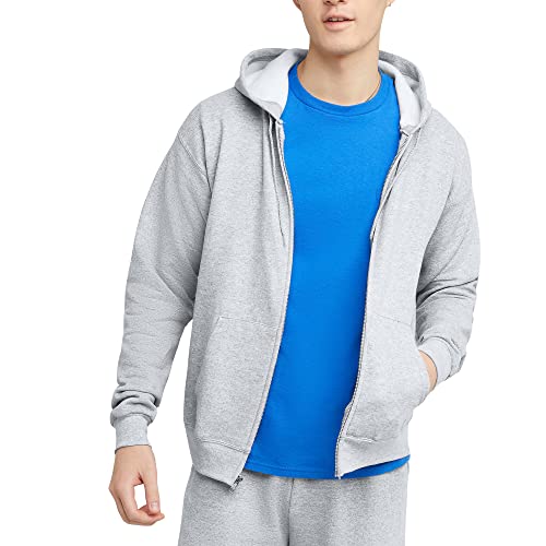 Hanes Herren, EcoSmart Fleece Full Hoodie, Zip Up Hooded Sweatshirt Kapuzenpullover, Blickdicht, Asche, XX-Large von Hanes