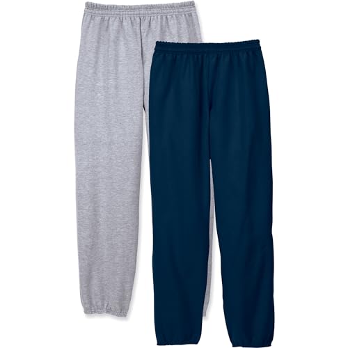 Hanes Herren EcoSmart Best Sweatpants, Athletic Lounge Pants with Cinched Cuffs, 1 Or 2 Pack Trainingshose, Light Steel/Navy-2er-Pack, Groß (2er Pack) von Hanes