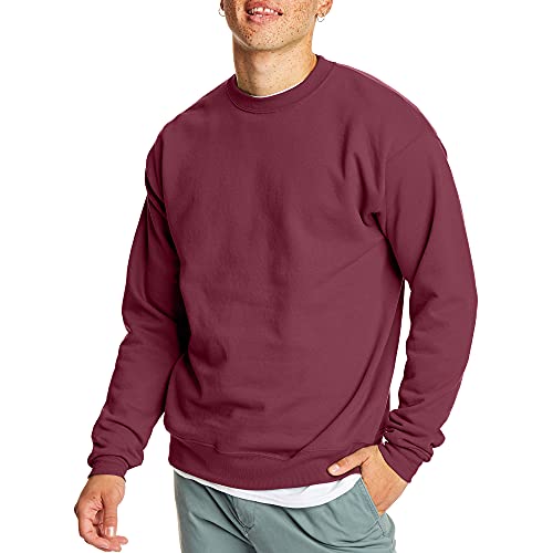 Hanes Herren EcoSmart Fleece Baumwollmischung Pullover Crewneck 1er oder 2er Pack wählbar Sweatshirt, Kastanienbraun-1er-Pack, X-Large von Hanes