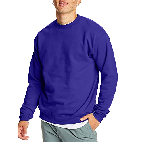 Hanes Herren EcoSmart Fleece Baumwollmischung Pullover Crewneck 1er oder 2er Pack wählbar Sweatshirt, Violett, 1 Stück, Medium von Hanes