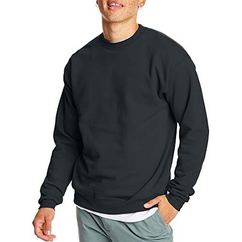 Hanes Herren EcoSmart Fleece Baumwollmischung Pullover Crewneck 1er oder 2er Pack wählbar Sweatshirt, Schwarz-1 Packung, 5X-Large von Hanes