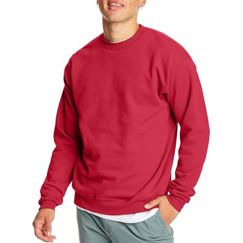Hanes Herren EcoSmart Fleece Baumwollmischung Pullover Crewneck 1er oder 2er Pack wählbar Sweatshirt, Dunkelrot, 1 Stück, XX-Large von Hanes