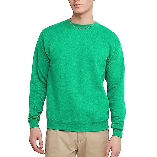 Hanes Herren EcoSmart Fleece Baumwollmischung Pullover Crewneck 1er oder 2er Pack wählbar Sweatshirt, Kelly Green-1 Packung, Small von Hanes