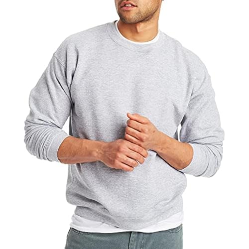 Hanes Herren EcoSmart Fleece Baumwollmischung Pullover Crewneck 1er oder 2er Pack wählbar Sweatshirt, Leichter Stahl-1 Packung, Small von Hanes