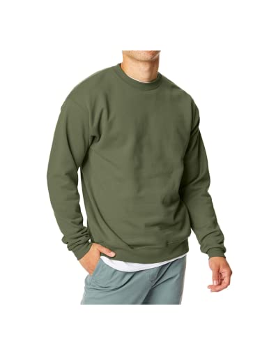 Hanes Herren EcoSmart Fleece Sweatshirt Baumwollmischung Pullover Rundhals Sweatshirt f r Herren (1er oder 2er Pack), Fatigue Green 1er Pack, X-Large von Hanes