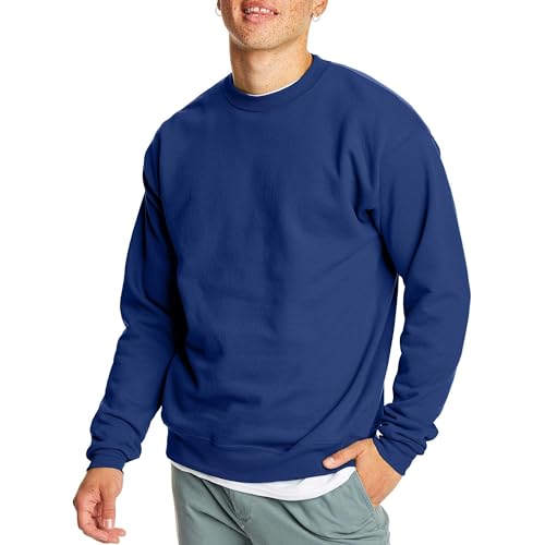 Hanes Herren EcoSmart Fleece Pullover Crewneck 1er Oder 2er Pack Sweatshirt, Deep Royal, 1 Packung, Large von Hanes