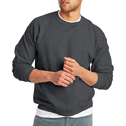Hanes Herren EcoSmart Fleece Pullover Crewneck Sweatshirt 2er Kapuzenpullover, Charcoal Heather – 1er-Pack, 4X-Large von Hanes