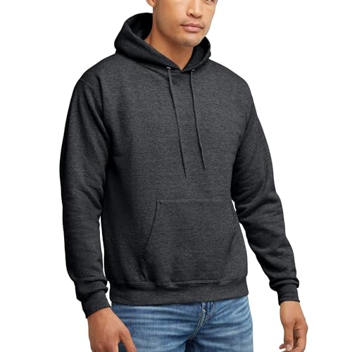 Hanes Herren EcoSmart Hoodie Midweight Fleece Pullover Hooded Sweatshirt for Men Kapuzenpullover, Dunkelgrau meliert, 4X-Large von Hanes