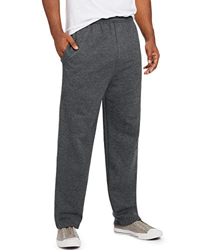 Hanes Herren EcoSmart Fleece-Sweathose, Offene Unterseite, 77,5 cm Trainingshose, Charcoal Heather, 36-41 von Hanes