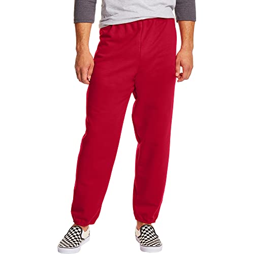 Hanes Herren EcoSmart Sweatpants ohne Taschen, 2 Stück Hose, Tiefrot-1er-Pack, Mittel von Hanes