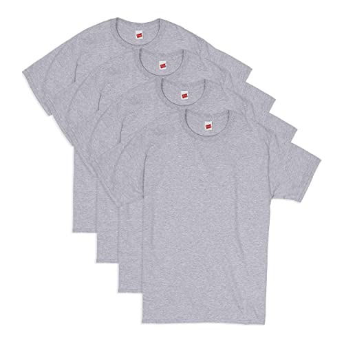 Hanes Herren Essentials Kurzarm-T-Shirt Vorteilspack, Leichter Stahl, 4 Stück, Mittel von Hanes