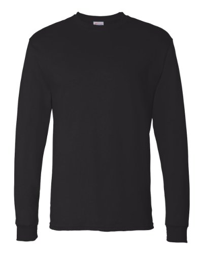 Hanes Herren Essentials Langarm-t-Shirt-Set, Rundhalsausschnitt, Baumwolle Hemd, Schwarz, XL (2er Pack) von Hanes