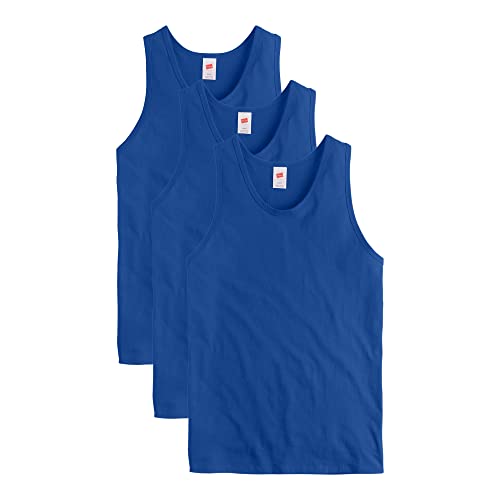 Hanes Herren Essentials Top, Midweight Cotton Tanks, Sleeveless, 3er-Pack T-Shirt, Deep Royal, L von Hanes