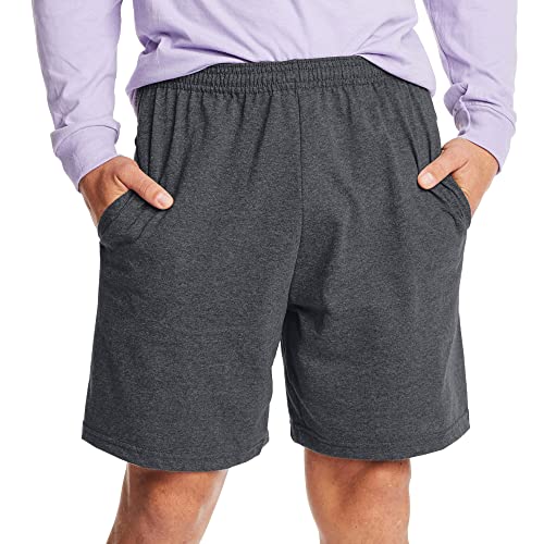 Hanes Herren Jersey Taschen Shorts, Charcoal Heather, Groß von Hanes