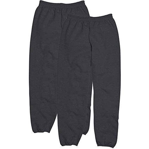 Hanes Herren Jogginghose, EcoSmart Best Sweatpants für Herren, Herren Athletic Lounge Pants mit Cinched Cuffs, Charcoal Heather, 2 Stück, Groß von Hanes