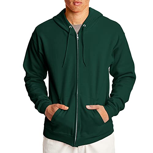 Hanes Herren Kapuzenpullover EcoSmart Fleece Reißverschluss Front Kapuzenpullover Baumwollmischung Fleece Kapuzenpullover Mittelschwerer Reißverschluss, Grün - Deep Forest, XX-Large von Hanes