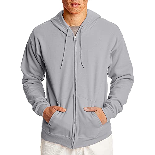 Hanes Hoodie für Herren, mit Reißverschluss, EcoSmart, Fleece, Kapuzen-Sweatshirt, Leichter Stahl, X-Large von Hanes