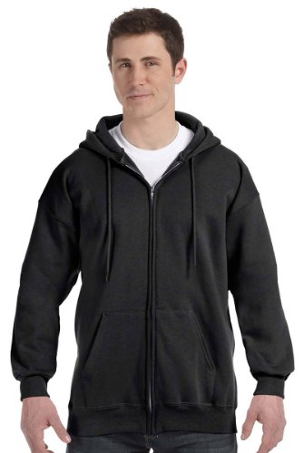 Hanes Herren Ultimate Full Zip Hoodie Kapuzenpullover Fleece Sweatshirt mit Reißverschluss Jacke, schwarz, Large (54er Pack) von Hanes