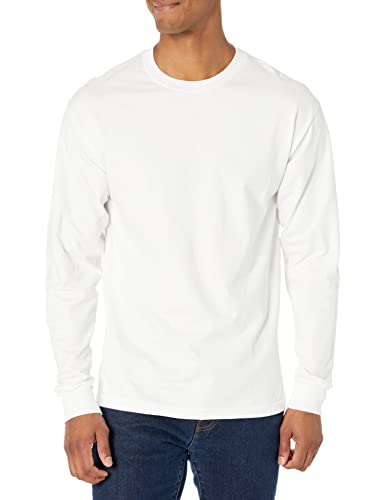 Hanes Herren L/S Beefy-tl/S Beefy-tg/P بووl/S Beefy-t Athletic-Shirts, Weiß, L EU von Hanes