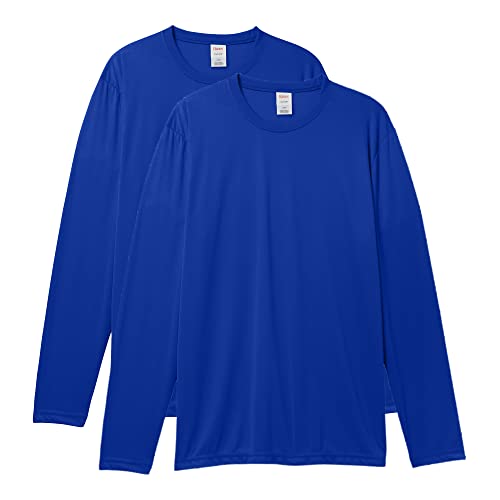 Hanes Herren Langarm Cool Dri T Shirt UPF 50+ (2 Stück), Deep Royal, Groß von Hanes