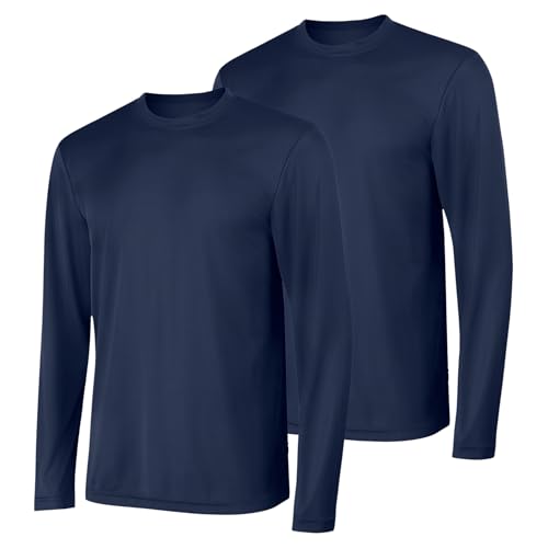 Hanes Herren Langarm Cool Dri T-Shirt UPF 50+ (2er Pack), Navy, Mittel von Hanes