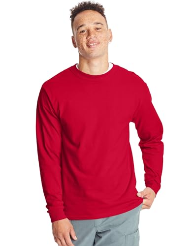 Hanes Herren Langarmshirt Beefy-T (2er Pack), dunkelrot, XX-Large von Hanes