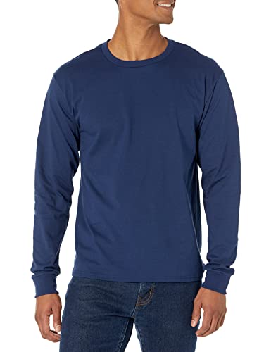 Hanes Beefy Langarm-Shirt für Herren (1er- und 2er-Pack-Option), Marineblau, 2 Stück, X-Large (Pack of 2) von Hanes