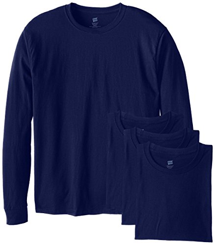 Hanes Herren Langarmshirt ComfortSoft Longsleeve 4er Pack - Blau - X-Groß von Hanes