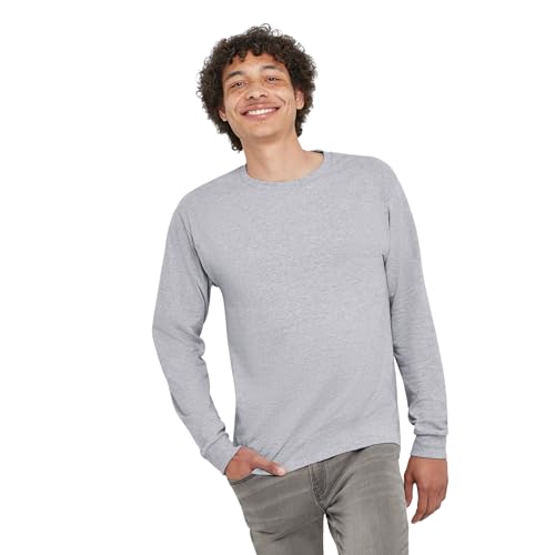 Hanes Herren Langarmshirt ComfortSoft Longsleeve 4er Pack - grau - Mittel von Hanes