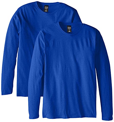 Hanes Herren Longsleeve Premium T-Shirt (2er Pack), Deep Royal, X-Groß von Hanes