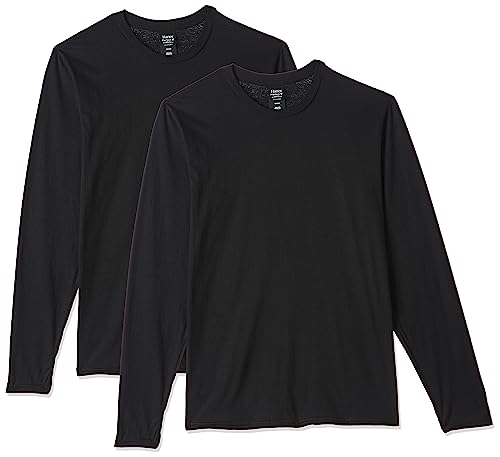 Hanes Herren Longsleeve Premium T-Shirt (2er Pack), schwarz, Mittel von Hanes
