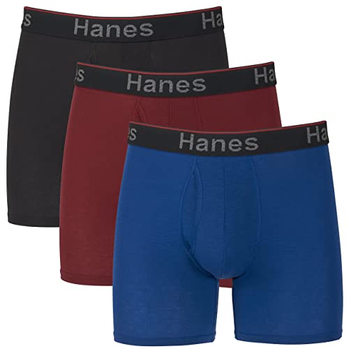 Hanes, Total Support Pouch, Herren-Boxershorts, scheuerfrei, feuchtigkeitsableitend, geruchshemmend, 3er-Pack (Regulär oder langes Bein)., Large von Hanes