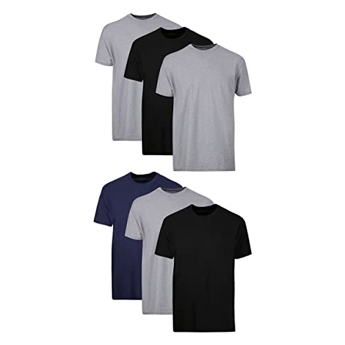 Hanes Herren Tagless ComfortSoft Crewneck T-Shirts, Unterhemd, 6er-Pack – Schwarz/Grau/Blau Sortiert, XX-Large von Hanes