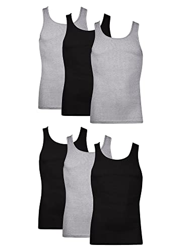 Hanes Herren Hanes Men's Tagless Comfortsoft Dyed Tank Undershirt, 6 Pack Unterw sche, 6er-pack – Schwarz/Grau Sortiert, L EU von Hanes