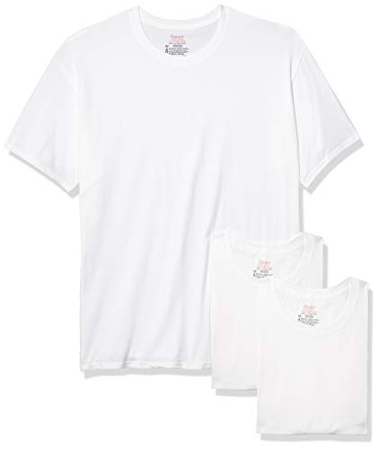 Hanes Herren Men's Tagless Stretch White Crewneck T-Shirts, 3 Pack Unterwäsche, weiß, Groß von Hanes