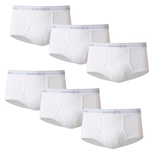 Hanes Herren Unterwäsche Pack Full Rise Baumwolle Unterhose Feuchtigkeitsableitende Slips Slip, 6 Stück in Weiß, X-Large (6er von Hanes