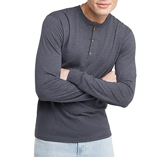 Hanes Herren Originals Tri-Blend Langarm Henley-Hemd, Athletic Navy Pe Heather, L von Hanes