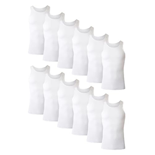 Hanes Top Unterhemd-Set, 6er-Pack, feuchtigkeitsableitende Baumwolle, gerippte Tanktops für Herren, Weiss/opulenter Garten, Klein von Hanes