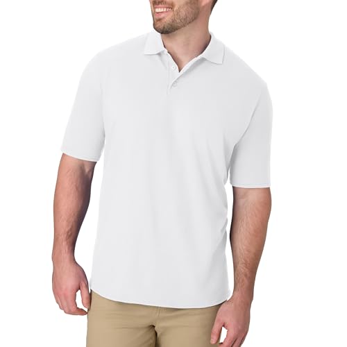 Hanes Herren Kurzärmeliges Piqué, Mittelschweres Poloshirt mit DREI Knöpfen Hemd, Weiss/opulenter Garten, XX-Large von Hanes