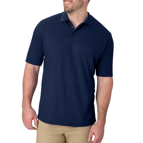 Hanes Herren Pique Short Sleeve Shirt, Three-Button Midweight Polo for Men Polohemd, Marineblau, 4X-Groß von Hanes