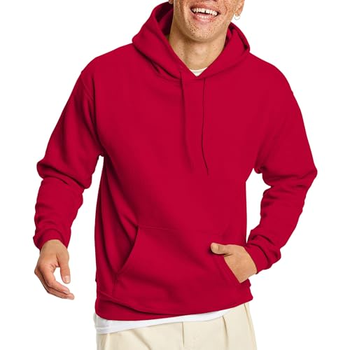 Hanes Herren Sweatshirt EcoSmart Fleece Hoodie Baumwollmischung Fleece Kapuzenpullover Plüsch Fleece Pullover Hoodie, tiefes rot, Klein von Hanes
