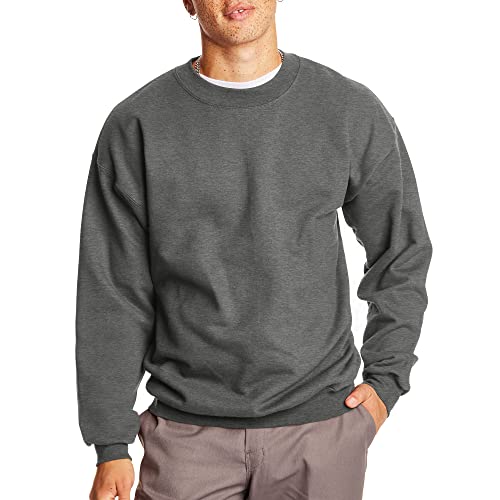 Hanes Herren-Sweatshirt aus Baumwolle, schwer, Rundhalsausschnitt, Charcoal Heather, XX-Large von Hanes