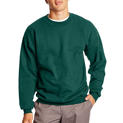 Hanes Herren-Sweatshirt aus Baumwolle, schwer, Rundhalsausschnitt, Grün - Deep Forest, Medium von Hanes