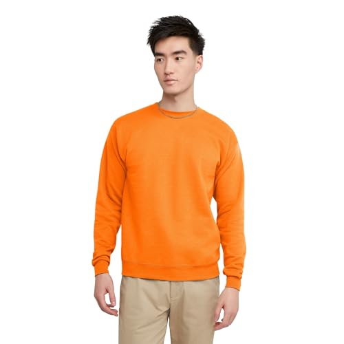 Hanes Herren EcoSmart Fleece Pullover Crewneck 1er Oder 2er Pack Sweatshirt, Safety Orange, Medium von Hanes