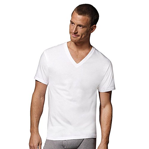 Hanes Herren T-Shirt, V-Ausschnitt, ComfortSoft - Weiß - Medium von Hanes